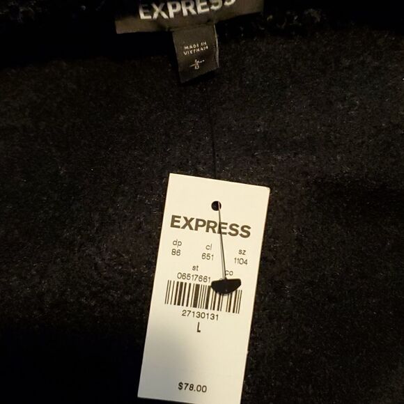 Express Ladies Black Cozy Sherpa Flyaway Carigan - Size Large - Picture 4 of 4